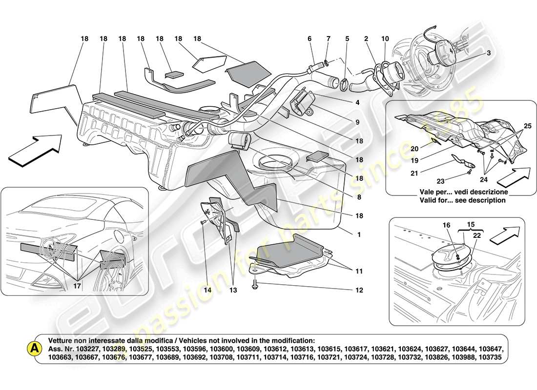 ferrari california (europe) diagrama de piezas del tanque de combustible