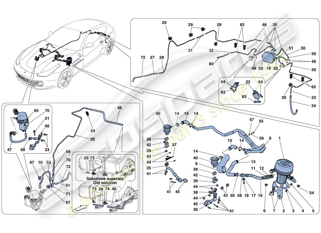 ferrari gtc4 lusso (rhd) diagrama de piezas del sistema de aire secundario
