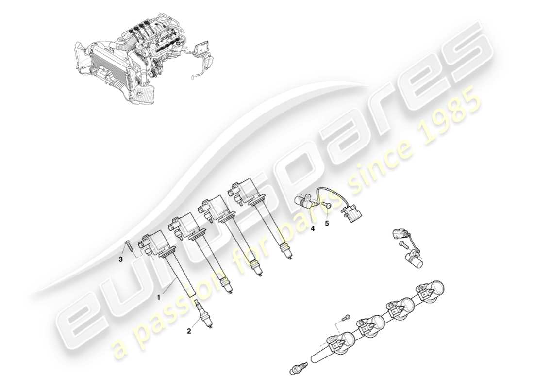 aston martin v8 vantage (2007) diagrama de piezas de encendido