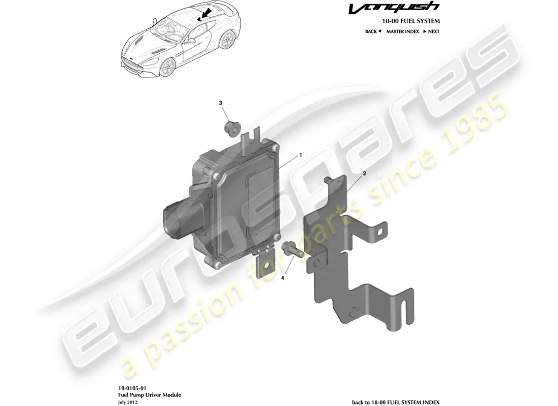 aston martin vanquish (2017) módulo de bomba de combustible diagrama de piezas