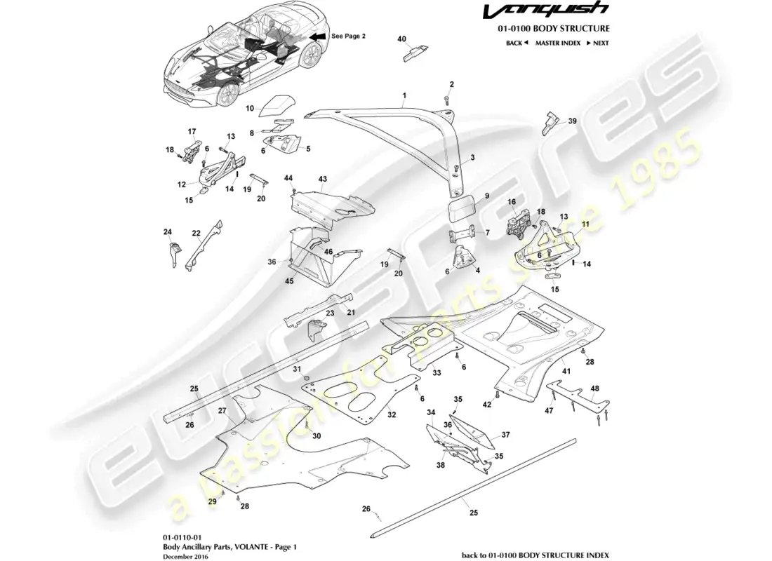 aston martin vanquish (2015) piezas auxiliares, volante, página 1 diagrama de piezas
