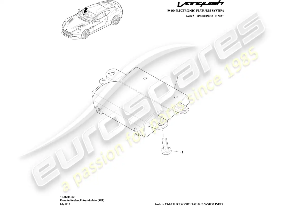 aston martin vanquish (2017) rke diagrama de piezas