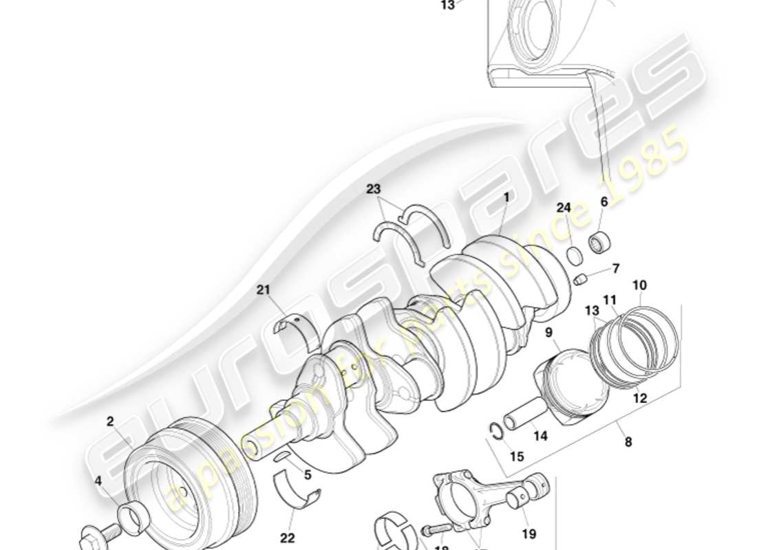 aston martin v8 vantage (2011) diagrama de piezas de conversión de energía