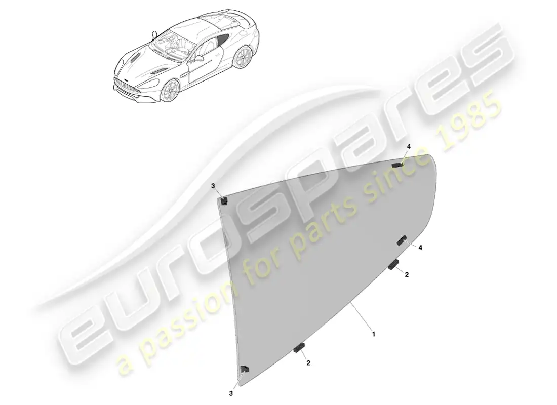 aston martin vanquish (2014) vidrio trasero, cupé diagrama de piezas