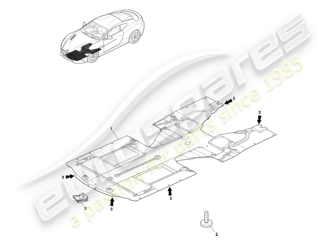 aston martin vanquish (2013) bandeja inferior delantera, cupé diagrama de piezas