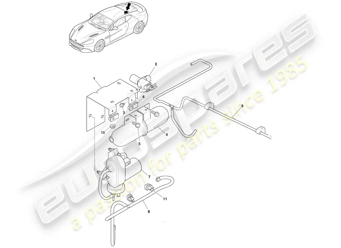aston martin vanquish (2013) control acústico diagrama de piezas