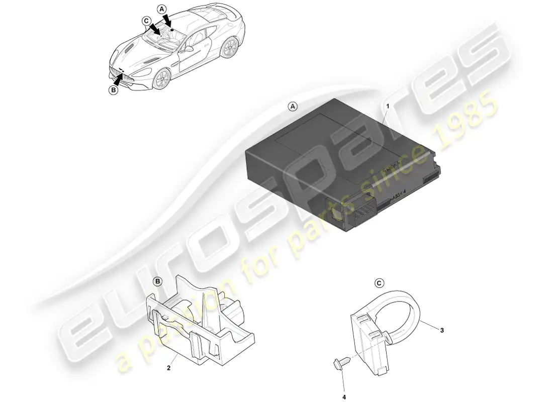 aston martin vanquish (2013) sensores de alarma diagrama de piezas