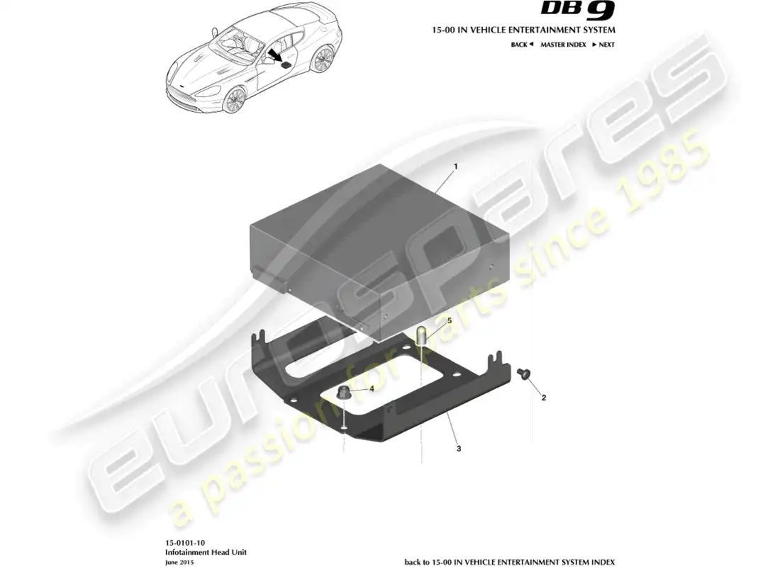 aston martin db9 (2015) unidad de control ice, 16my en diagrama de piezas