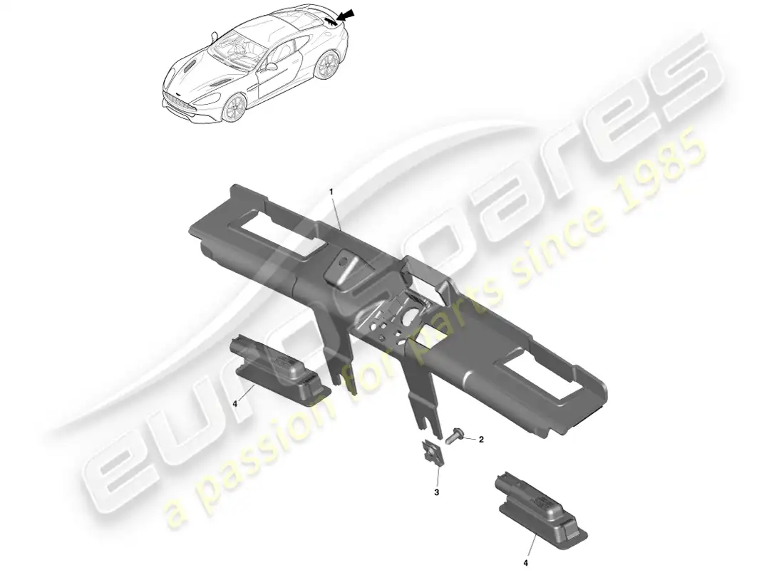 aston martin vanquish (2013) license plate lamps diagrama de piezas