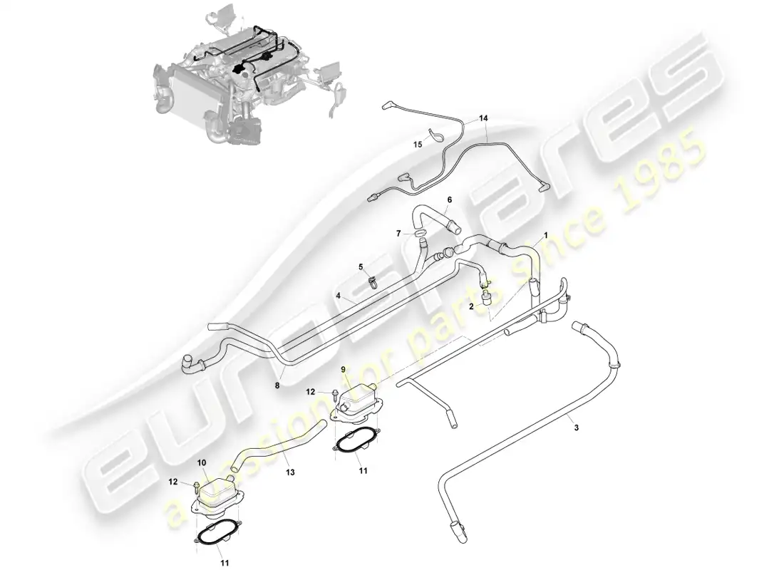 aston martin vanquish (2013) control de emisión diagrama de piezas