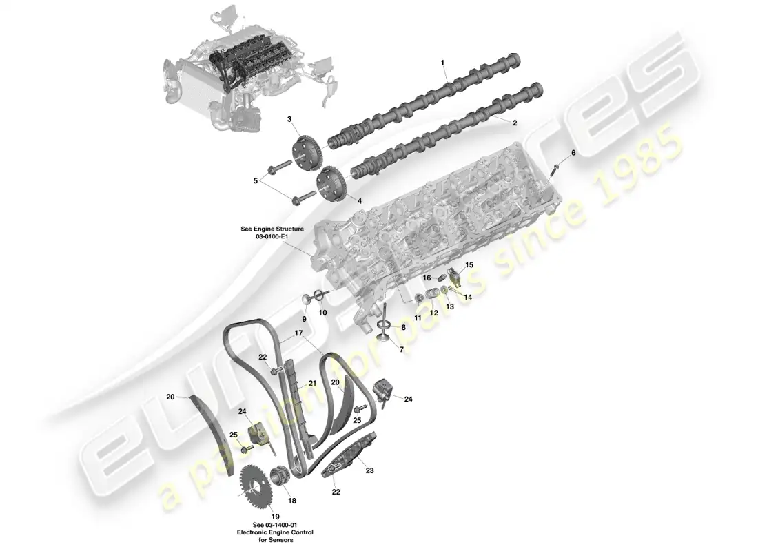 aston martin vanquish (2013) valve train diagrama de piezas