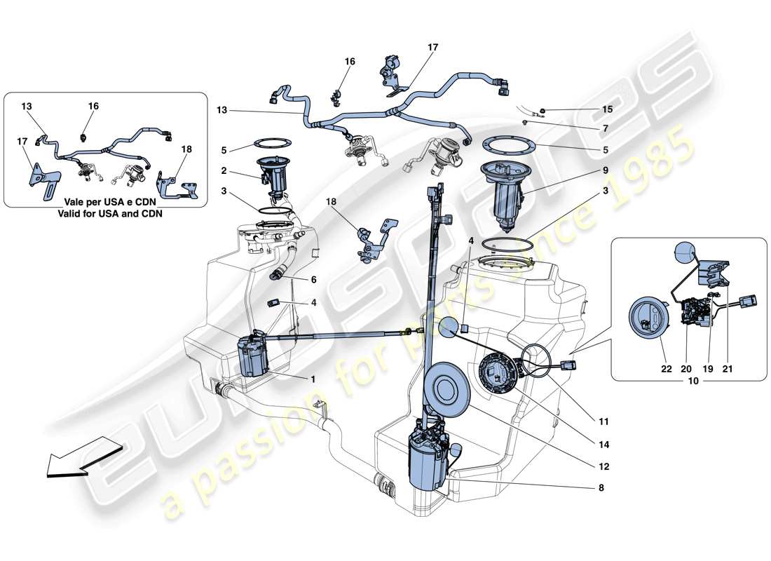 ferrari 458 spider (europe) bombas y tubos del sistema de combustible diagrama de piezas