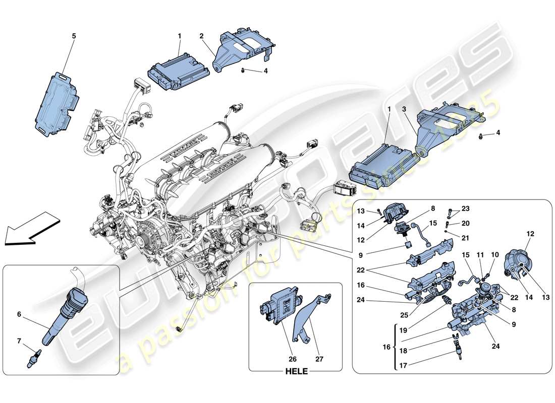 ferrari 458 spider (europe) inyección - sistema de encendido diagrama de partes