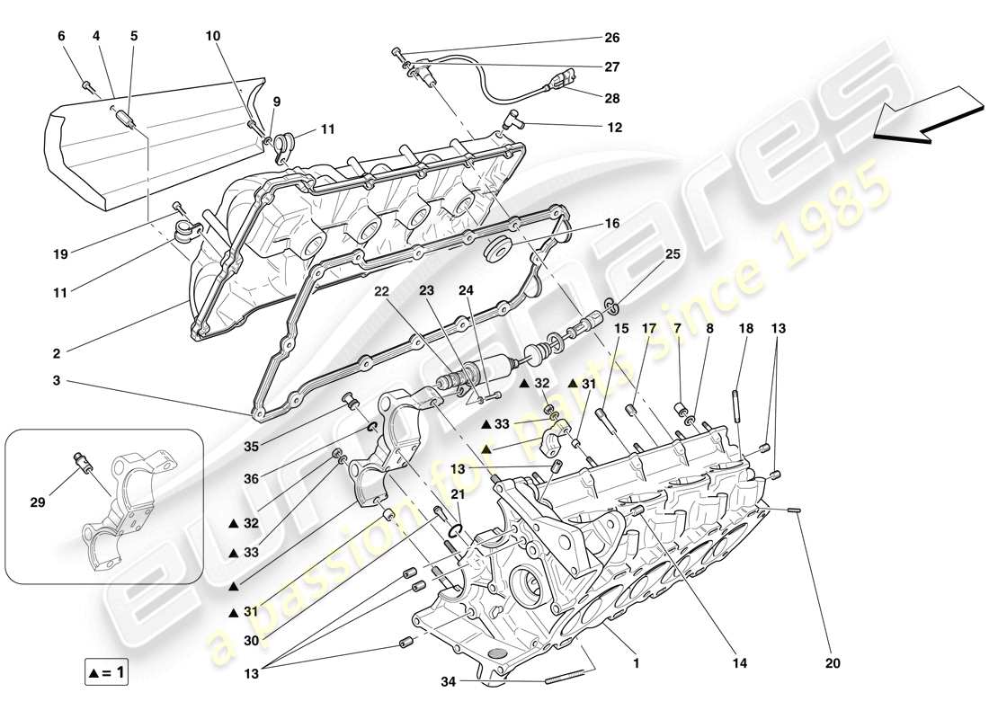 ferrari f430 spider (europe) diagrama de piezas de la culata del lado derecho
