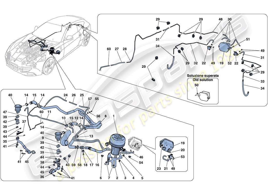 ferrari ff (rhd) diagrama de piezas del sistema de aire secundario