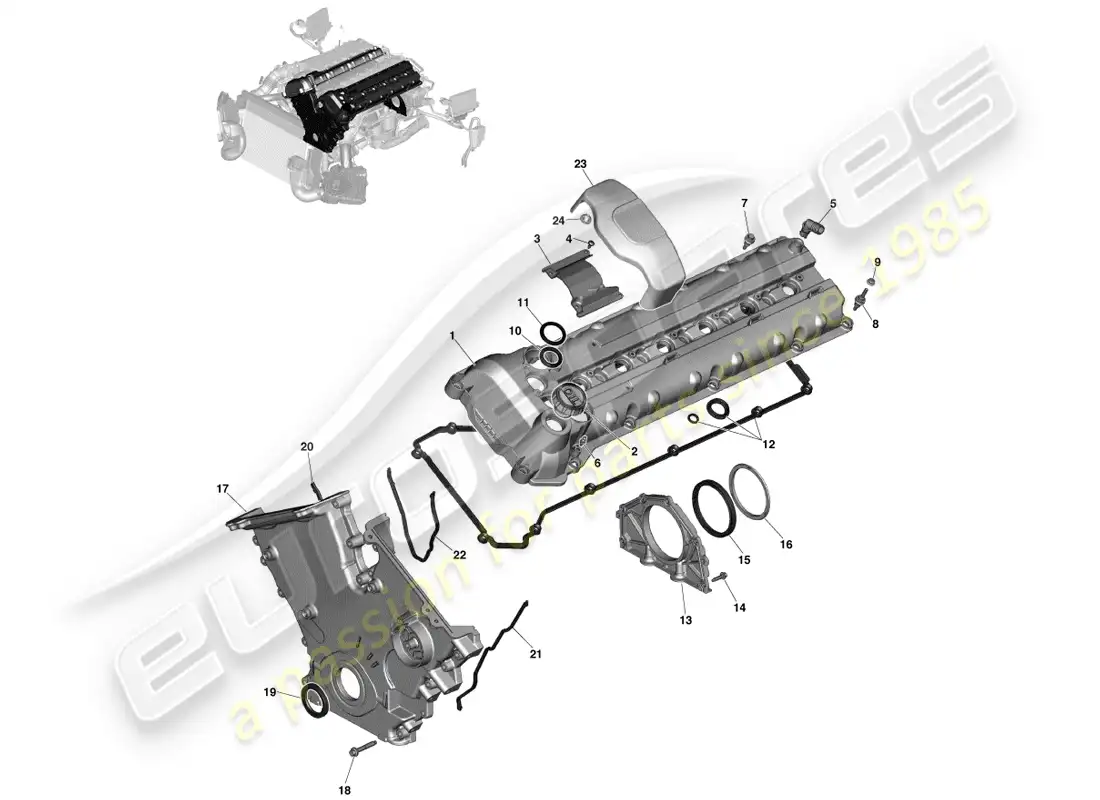 aston martin vanquish (2013) sellado del motor diagrama de piezas
