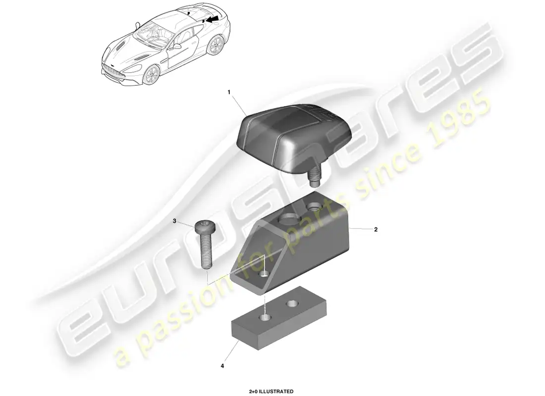 aston martin vanquish (2014) soportes de sujeción isofix diagrama de piezas