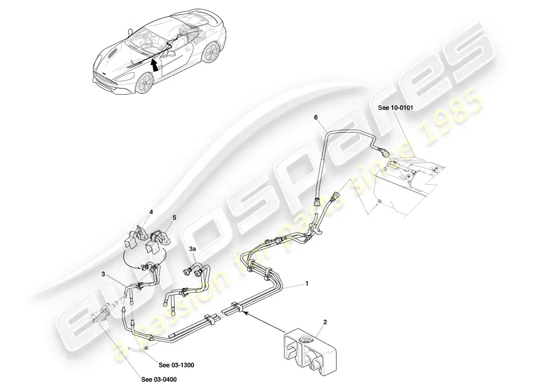 aston martin vanquish (2014) distribución de combustible, 15my en diagrama de piezas
