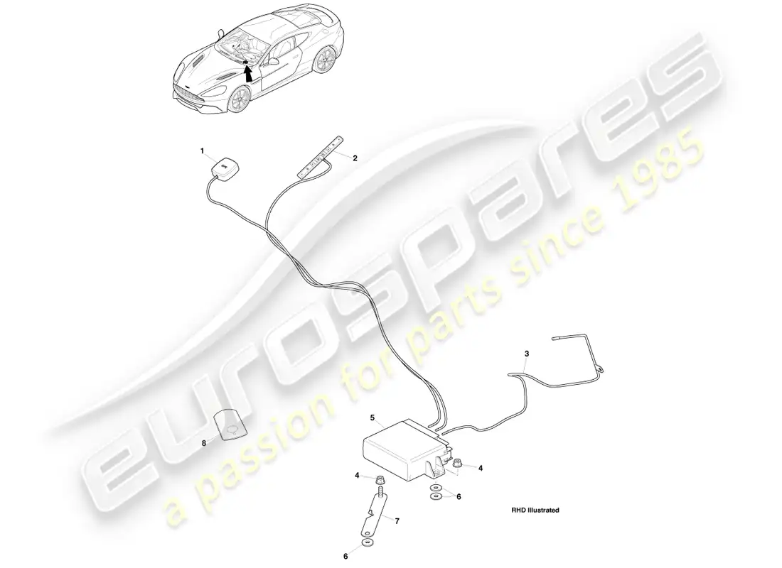 aston martin vanquish (2013) cat-5 rastreador, 14.5my diagrama de piezas