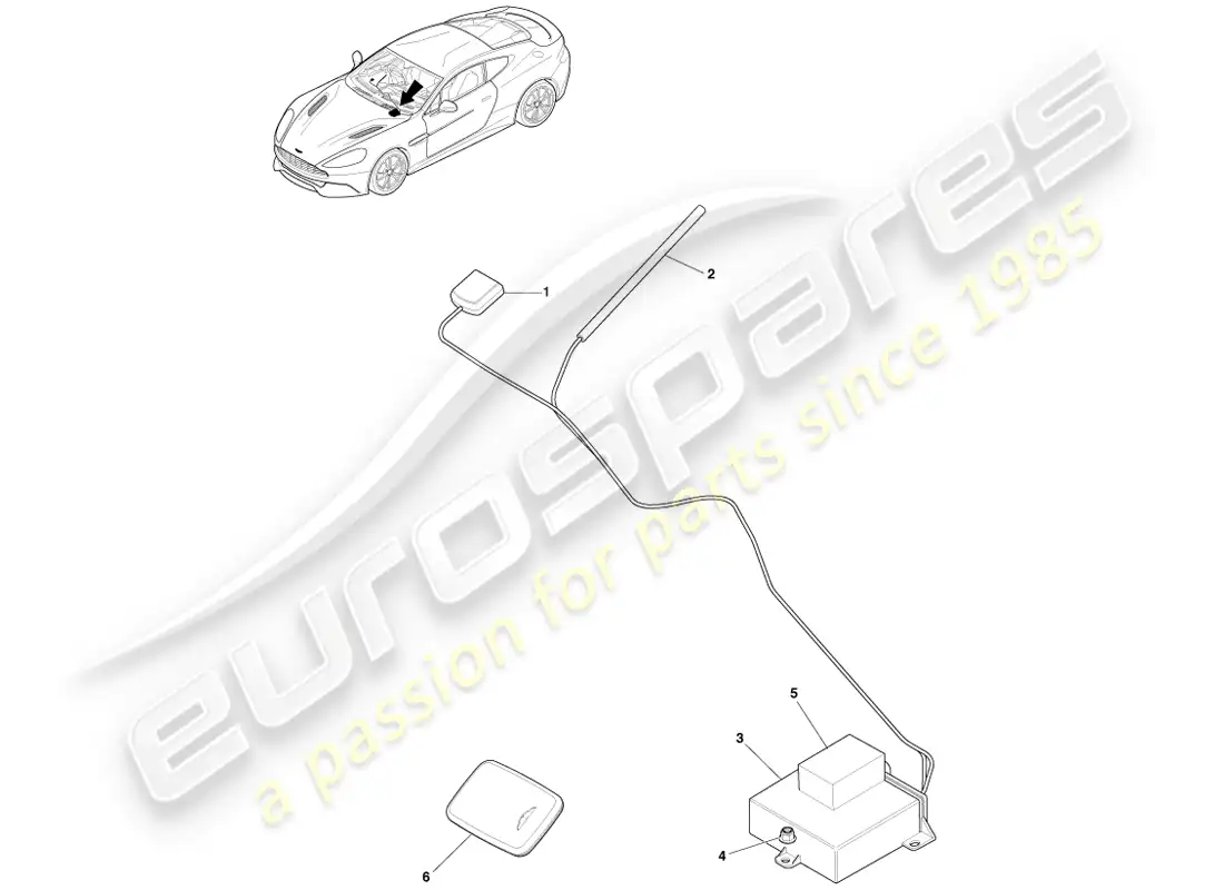 aston martin vanquish (2013) cat-5 rastreador diagrama de piezas