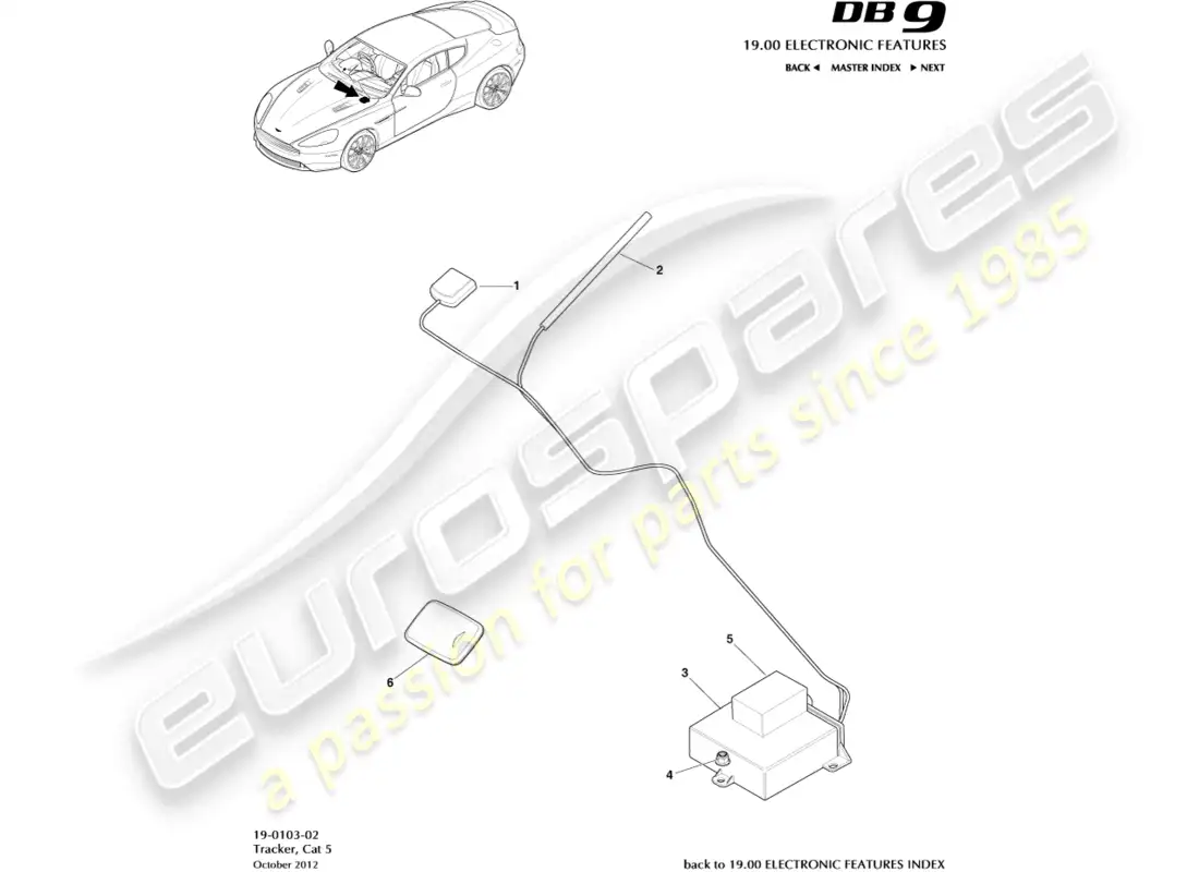aston martin db9 (2015) rastreador cat 5 diagrama de piezas
