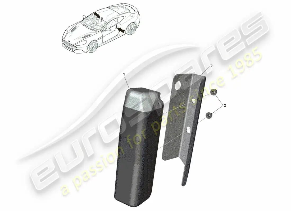 aston martin vanquish (2013) bolsa de aire del asiento delantero diagrama de piezas