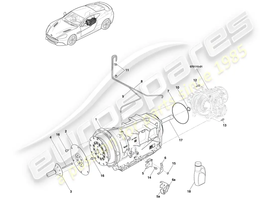 aston martin vanquish (2013) transmisión, 8spd diagrama de piezas