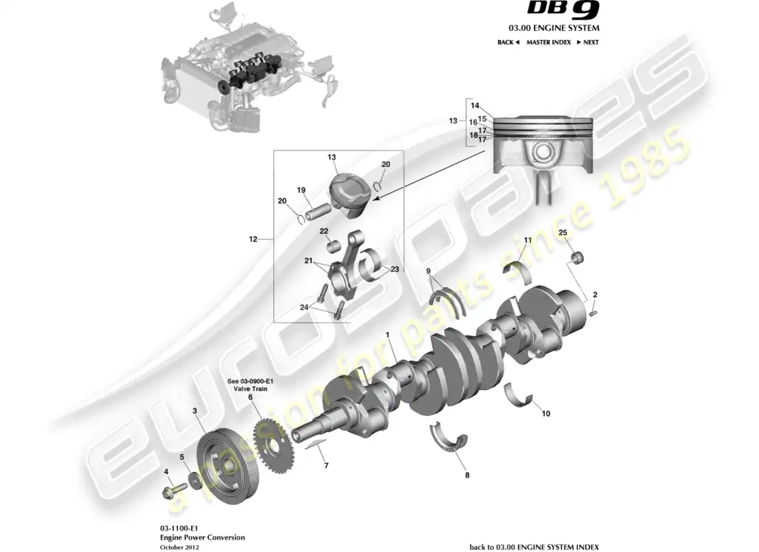 aston martin db9 (2014) conversión de energía diagrama de piezas