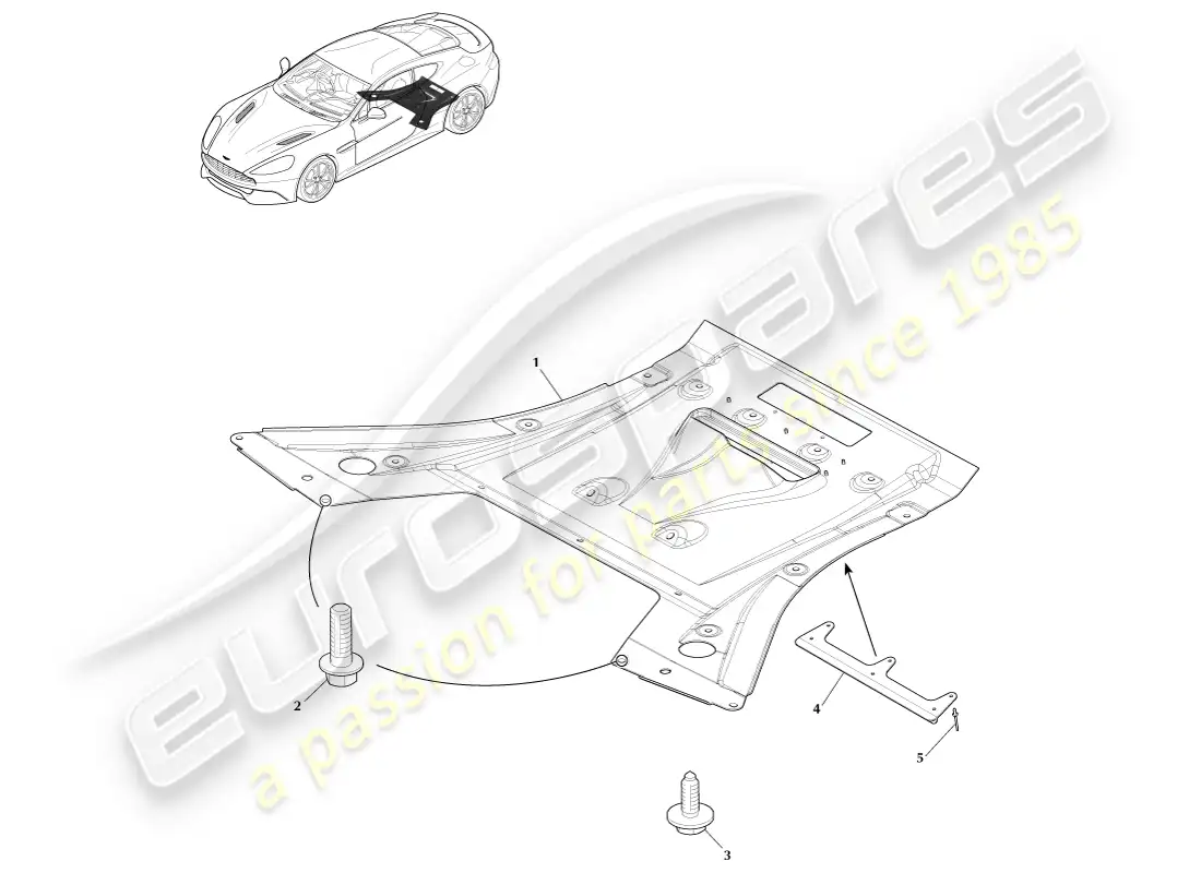 aston martin vanquish (2014) bandeja inferior trasera, cupé diagrama de piezas