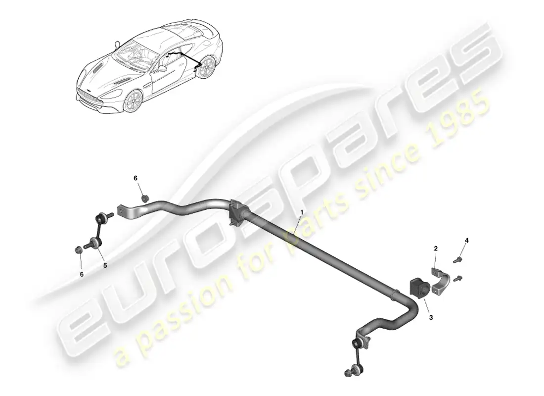 aston martin vanquish (2013) barra estabilizadora trasera diagrama de piezas