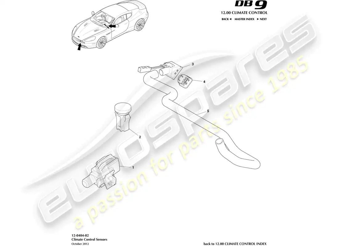aston martin db9 (2016) sensores diagrama de piezas