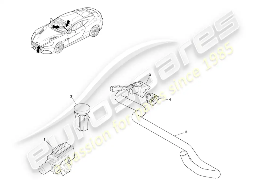 aston martin vanquish (2014) sensores diagrama de piezas