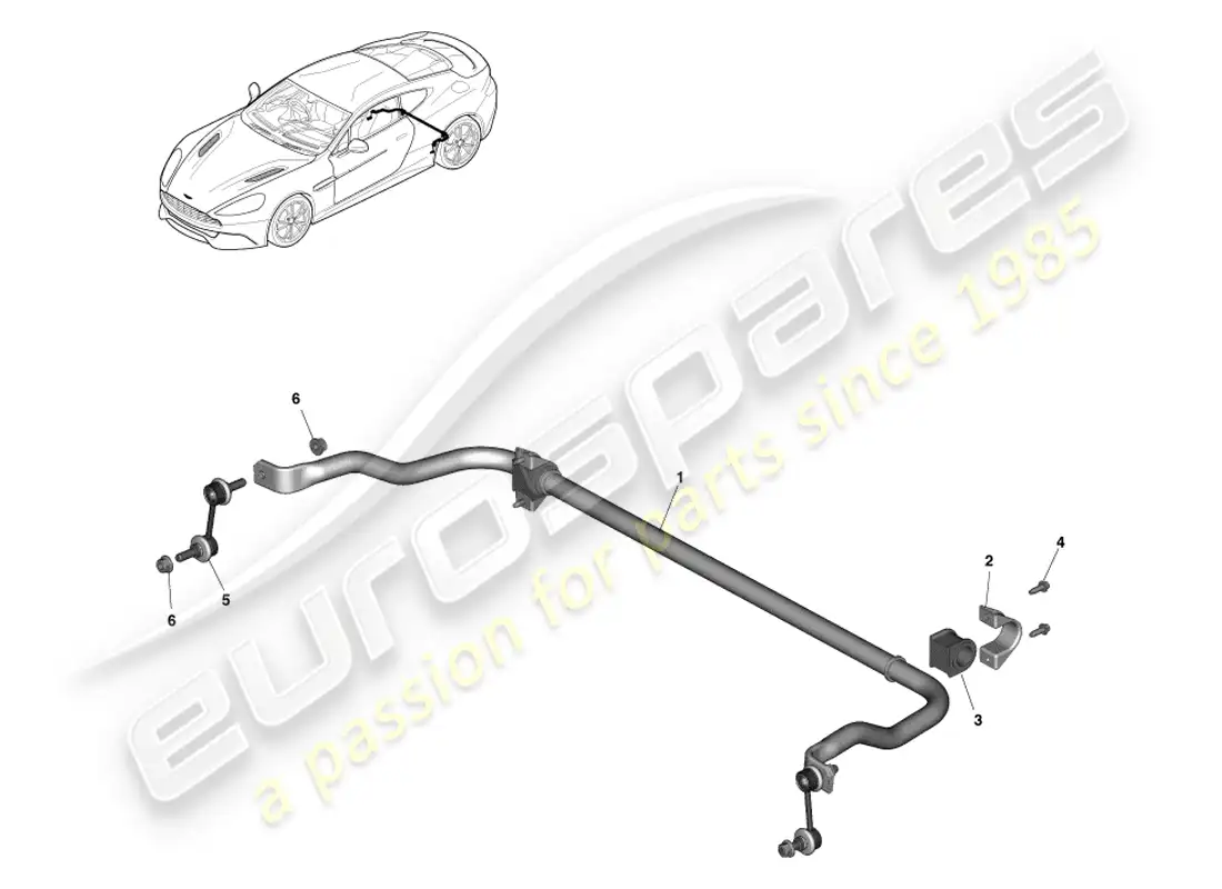 aston martin vanquish (2014) barra estabilizadora trasera diagrama de piezas