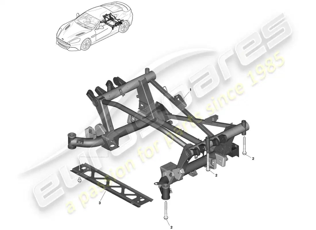 aston martin vanquish (2014) subchasis trasero diagrama de piezas