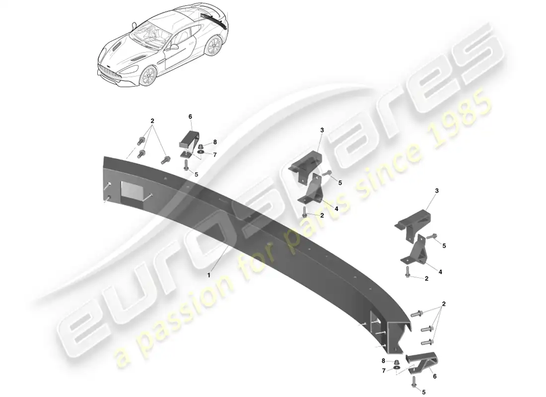 aston martin vanquish (2013) estructura del parachoques trasero, reserva federal, ccg, china diagrama de piezas