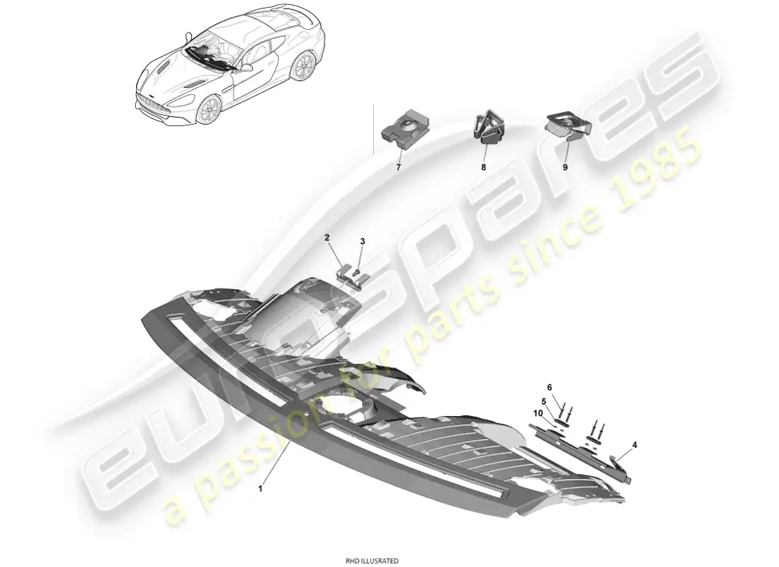 aston martin vanquish (2013) sustrato ip diagrama de piezas