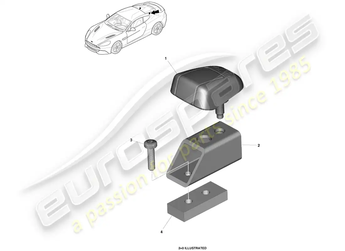 aston martin vanquish (2013) soportes de sujeción isofix diagrama de piezas