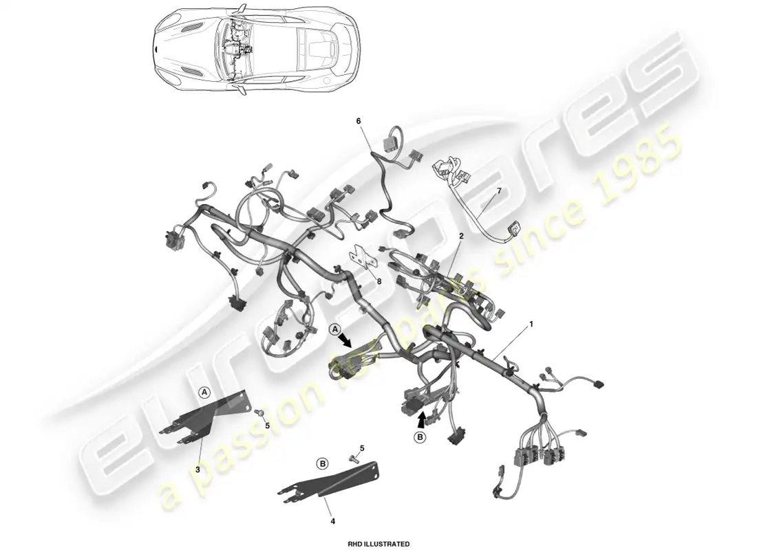 aston martin vanquish (2013) arnés ip diagrama de piezas