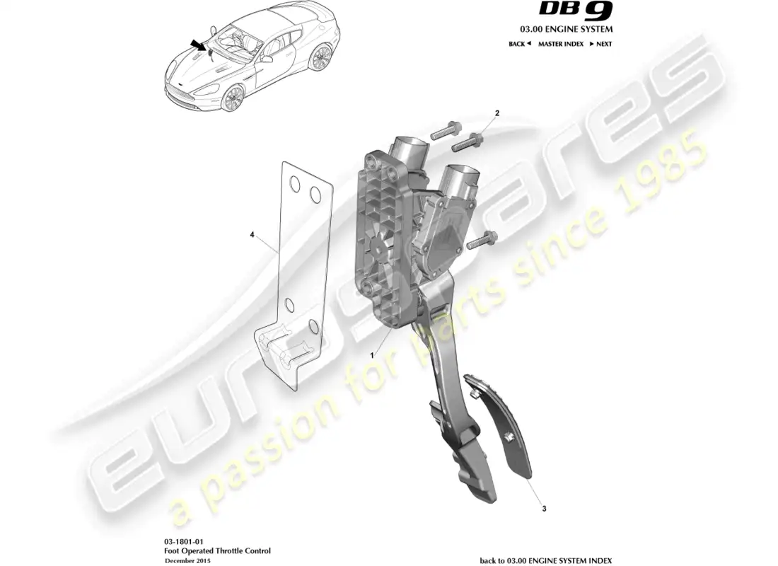 aston martin db9 (2014) throttle control diagrama de piezas