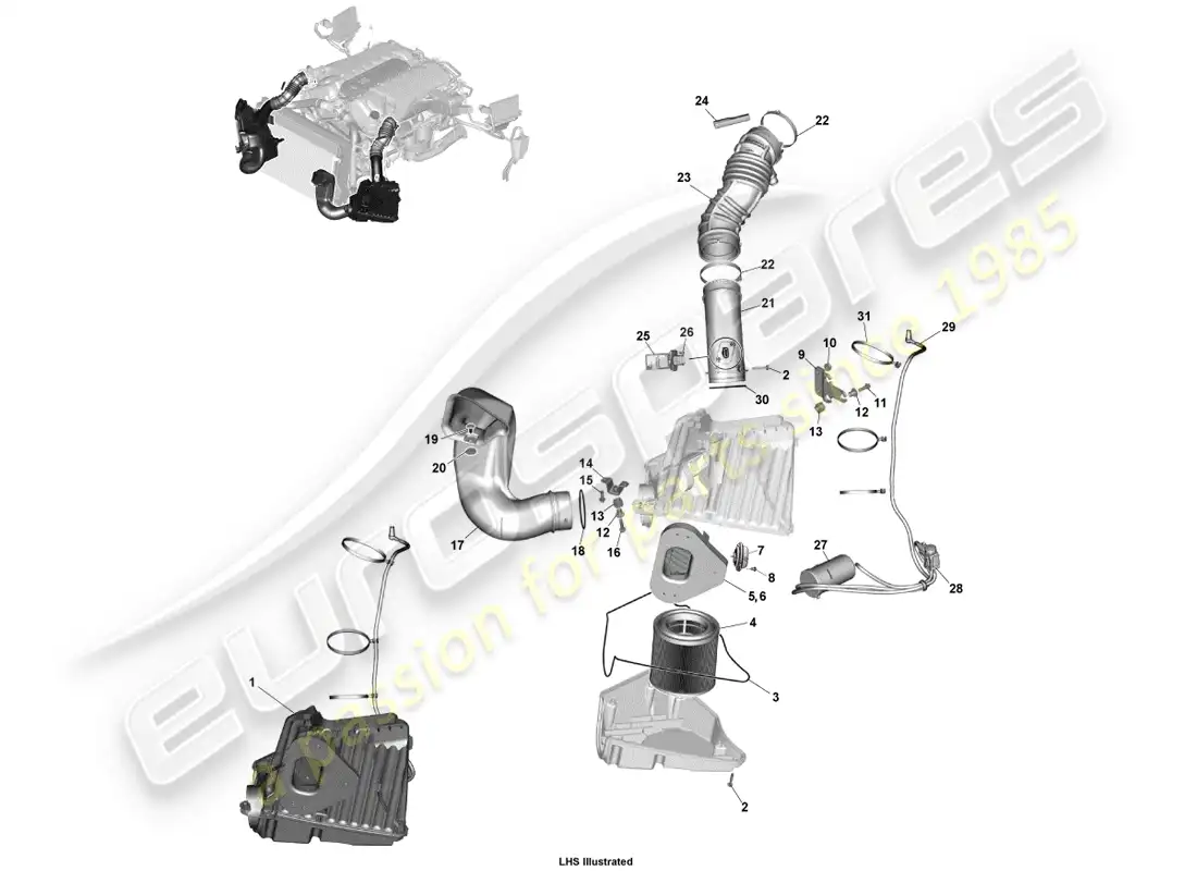 aston martin vanquish (2014) carga de aire diagrama de piezas