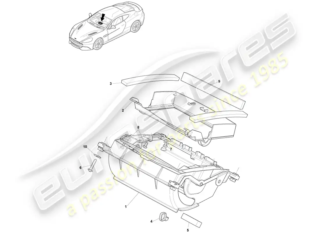 aston martin vanquish (2014) asamblea de navegación por satélite diagrama de piezas