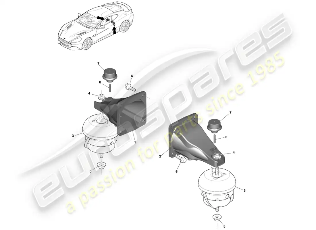 aston martin vanquish (2014) montajes del tren motriz diagrama de piezas