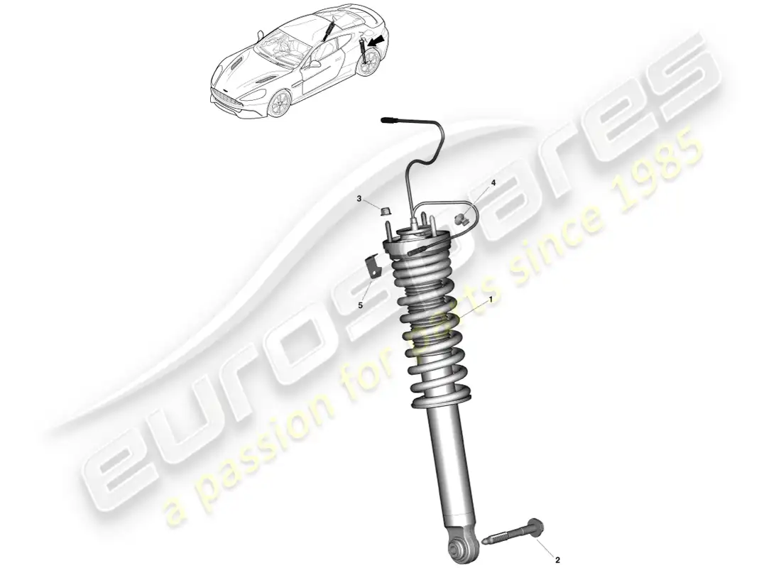 aston martin vanquish (2013) muelle trasero y amortiguador diagrama de piezas