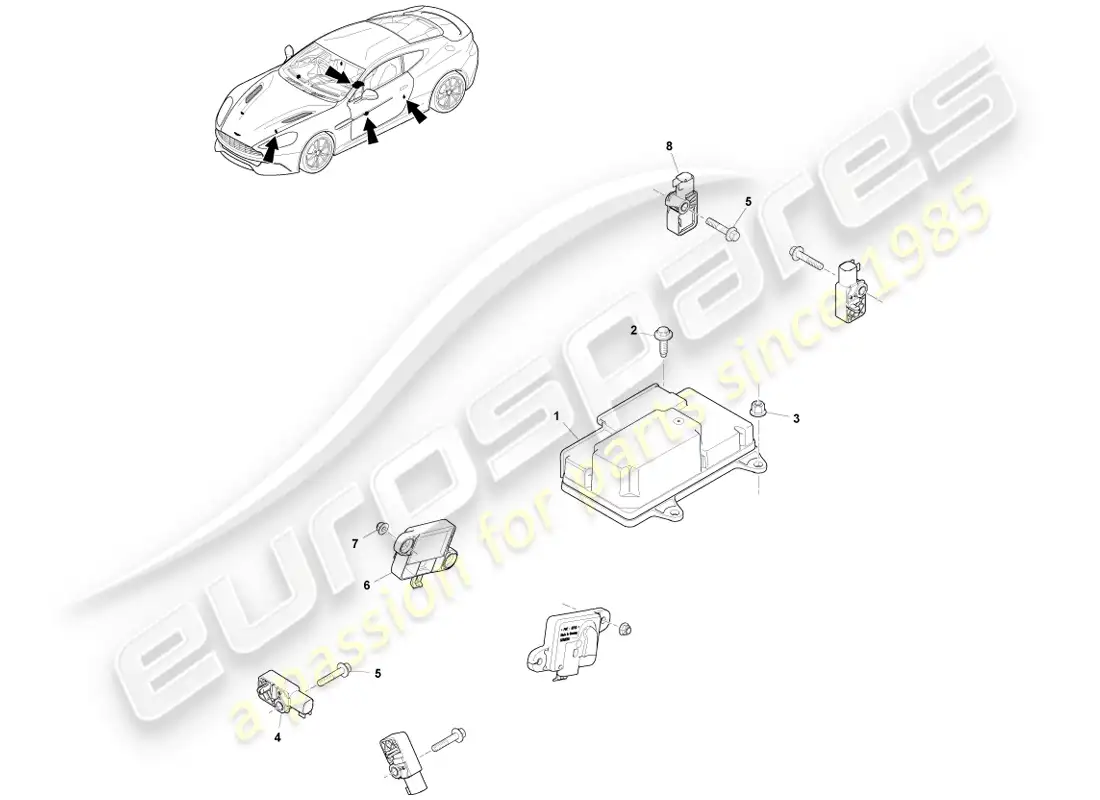 aston martin vanquish (2013) electrónica de sujeción diagrama de piezas