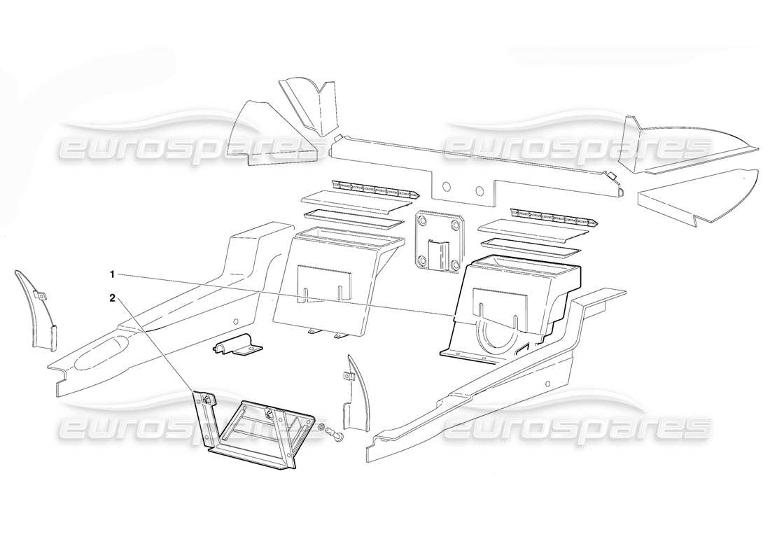 lamborghini diablo (1991) diagrama de piezas del revestimiento del compartimiento de pasajeros (válido para la versión para australia: 1991 de octubre)