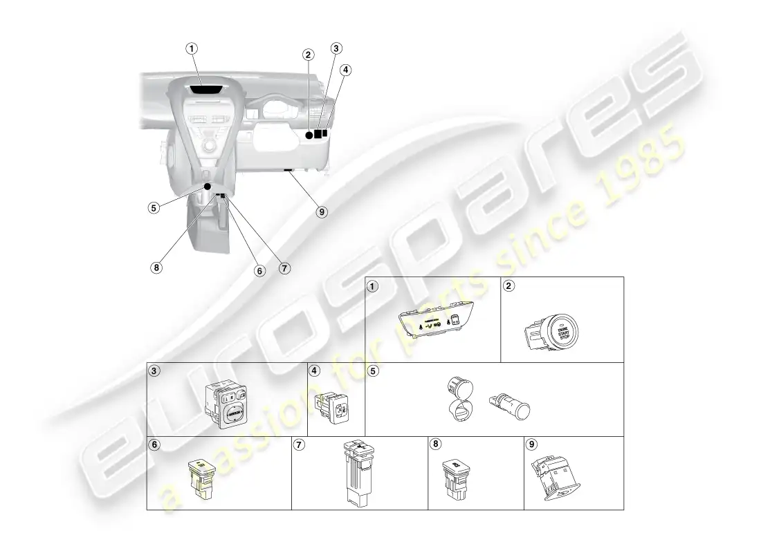 aston martin cygnet (2012) conmutadores y relés ip diagrama de piezas