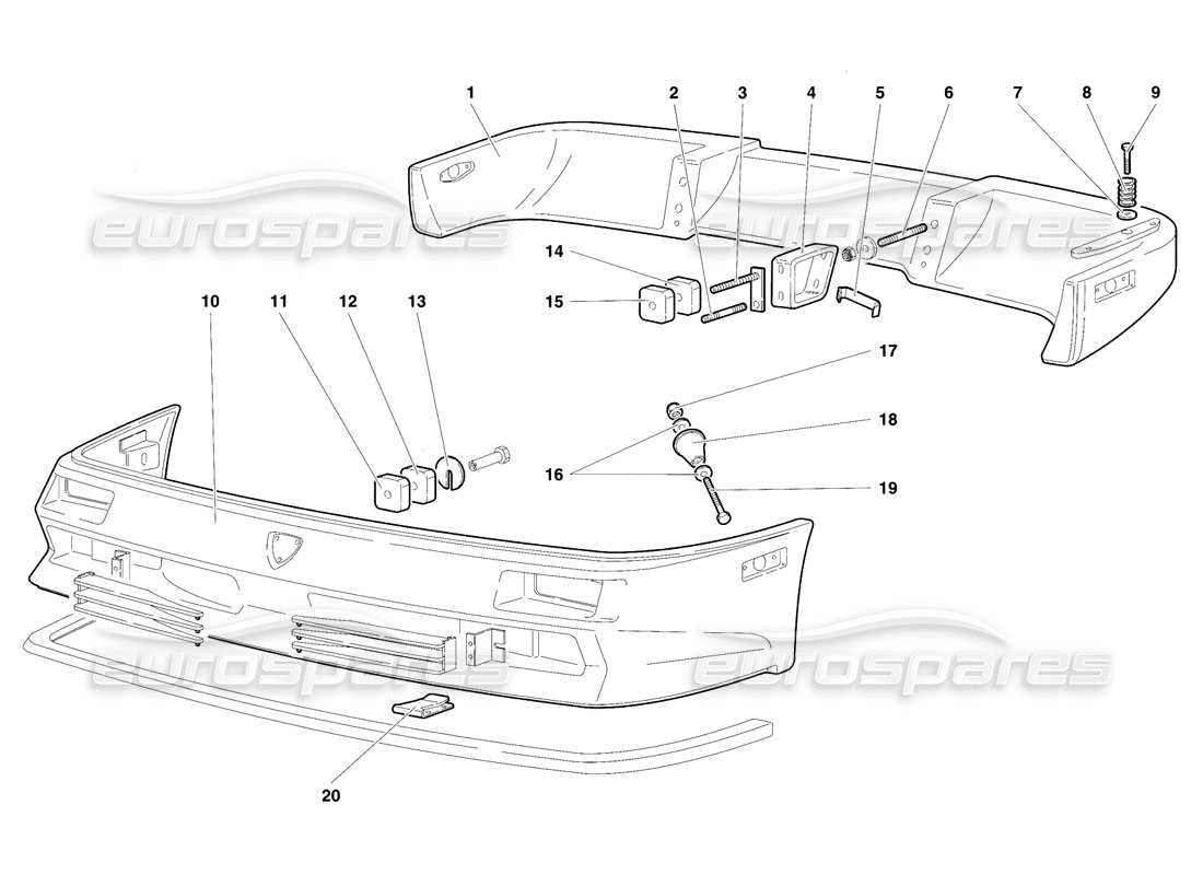 lamborghini diablo se30 (1995) parachoques (válido para ee. uu., 1995 de enero) diagrama de piezas