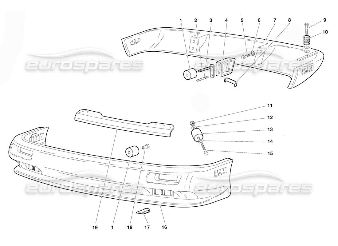 lamborghini diablo (1991) parachoques (válido para la versión de ee. uu.: 1991 de septiembre) diagrama de piezas