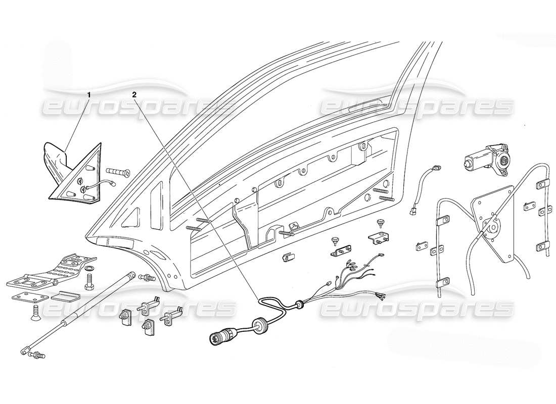 lamborghini diablo (1991) diagrama de piezas de puertas (válido para la versión de australia: 1991 de octubre)