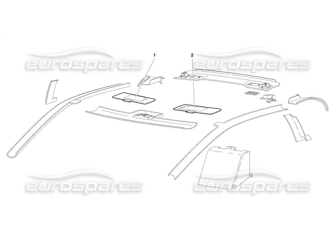 lamborghini diablo se30 (1995) diagrama de piezas del revestimiento del compartimiento de pasajeros (válido para ee. uu., 1995 de enero)